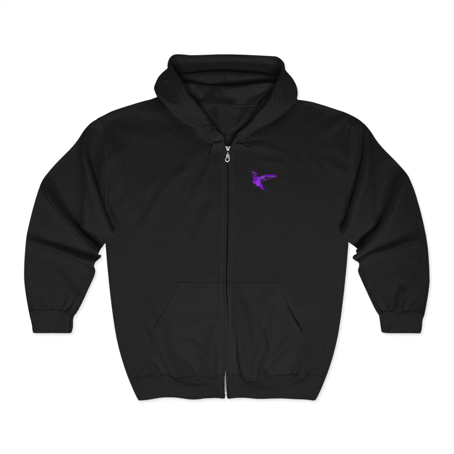 Purple Hummingbird by Kristina - Unisex Zip-Up Hoodie – Cozy Outdoor Style & Nature Vibes