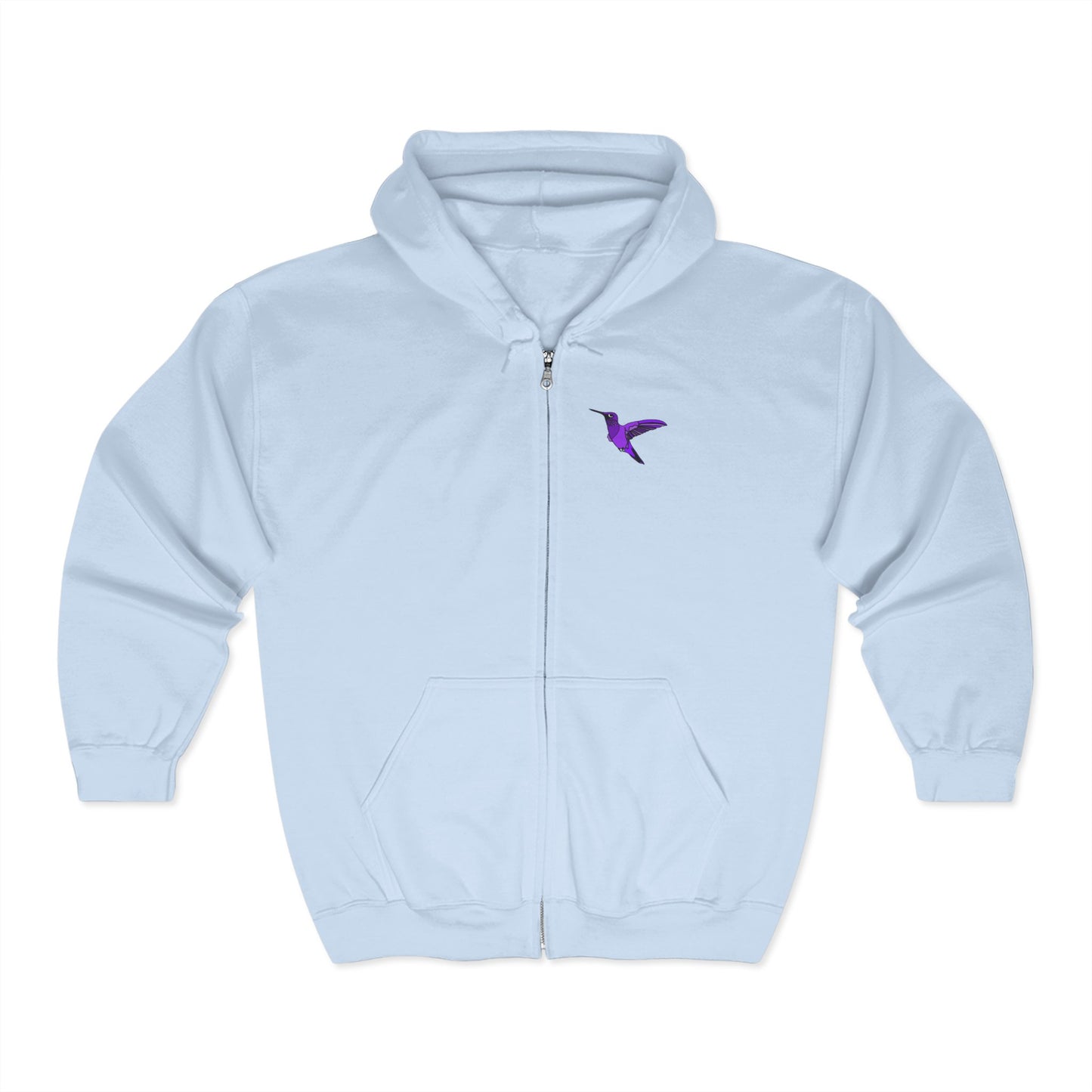 Purple Hummingbird by Kristina - Unisex Zip-Up Hoodie – Cozy Outdoor Style & Nature Vibes