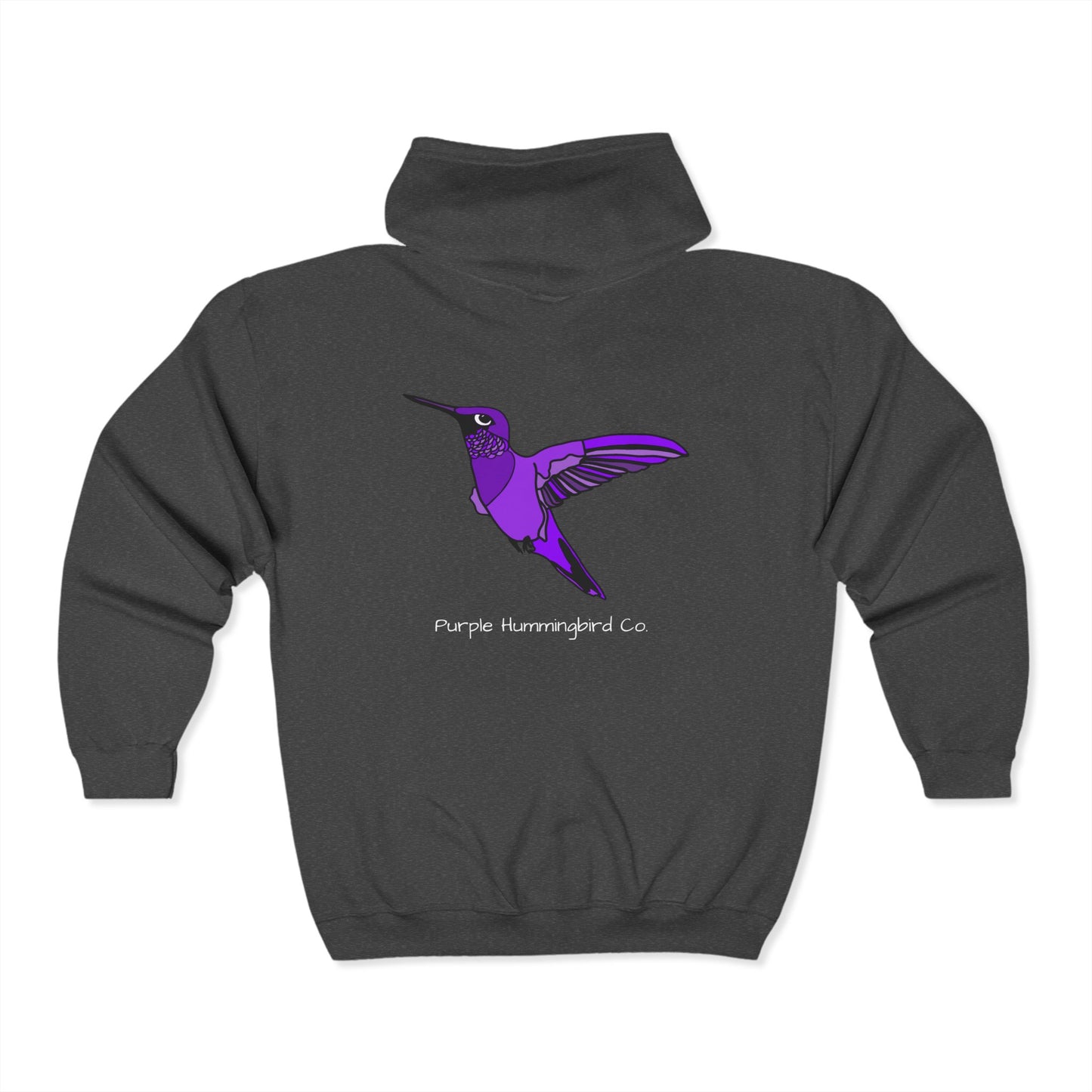 Purple Hummingbird by Kristina - Unisex Zip-Up Hoodie – Cozy Outdoor Style & Nature Vibes