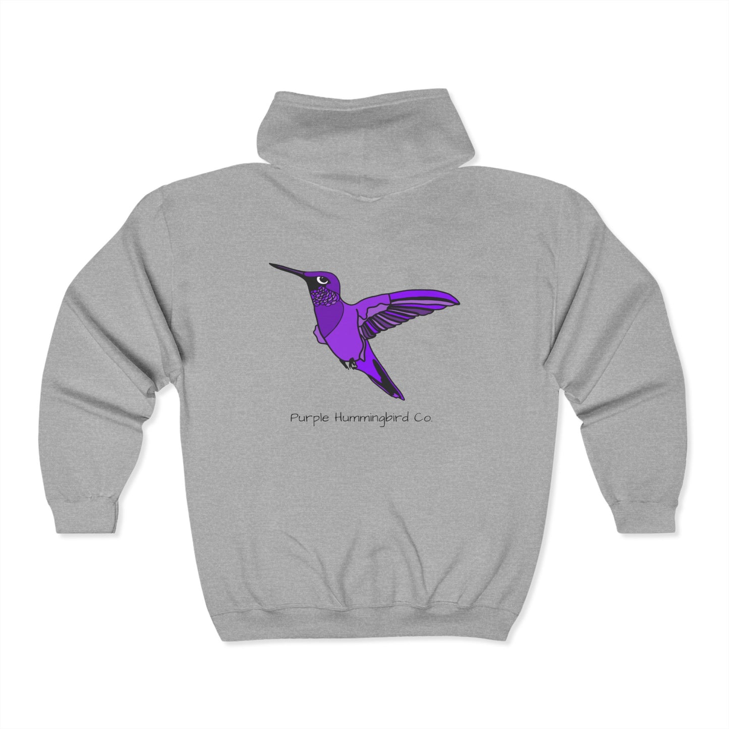 Purple Hummingbird by Kristina - Unisex Zip-Up Hoodie – Cozy Outdoor Style & Nature Vibes
