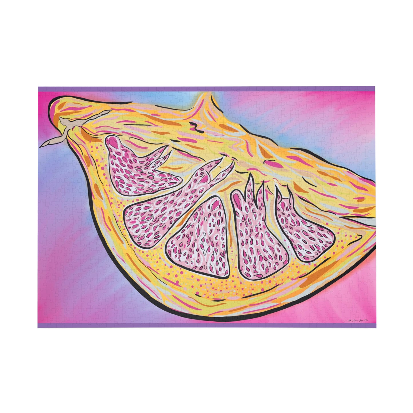 “Within the Rind” Art by Kristina Smith GrapeFruit Puzzle - Vibrant 1000-Piece Jigsaw for Family Fun