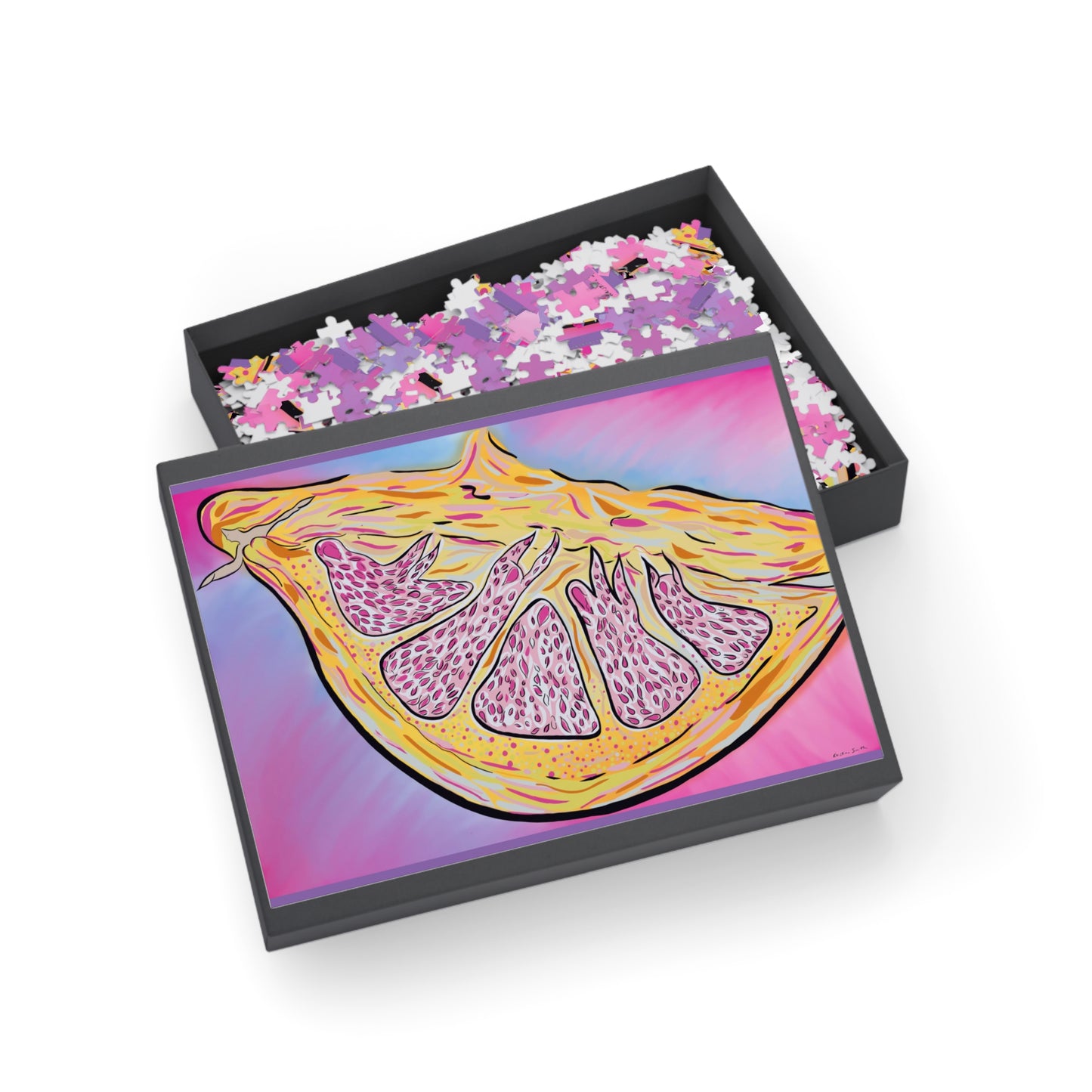 “Within the Rind” Art by Kristina Smith GrapeFruit Puzzle - Vibrant 1000-Piece Jigsaw for Family Fun