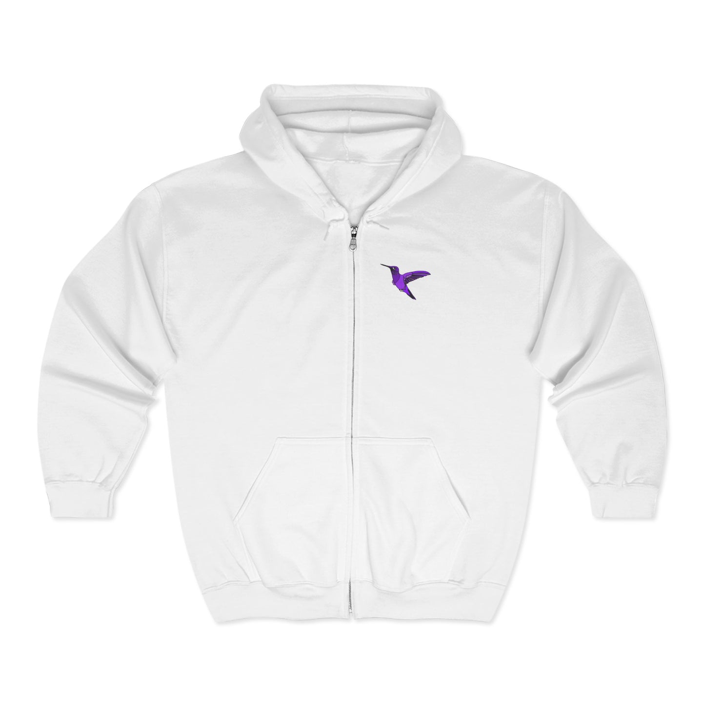 Purple Hummingbird by Kristina - Unisex Zip-Up Hoodie – Cozy Outdoor Style & Nature Vibes