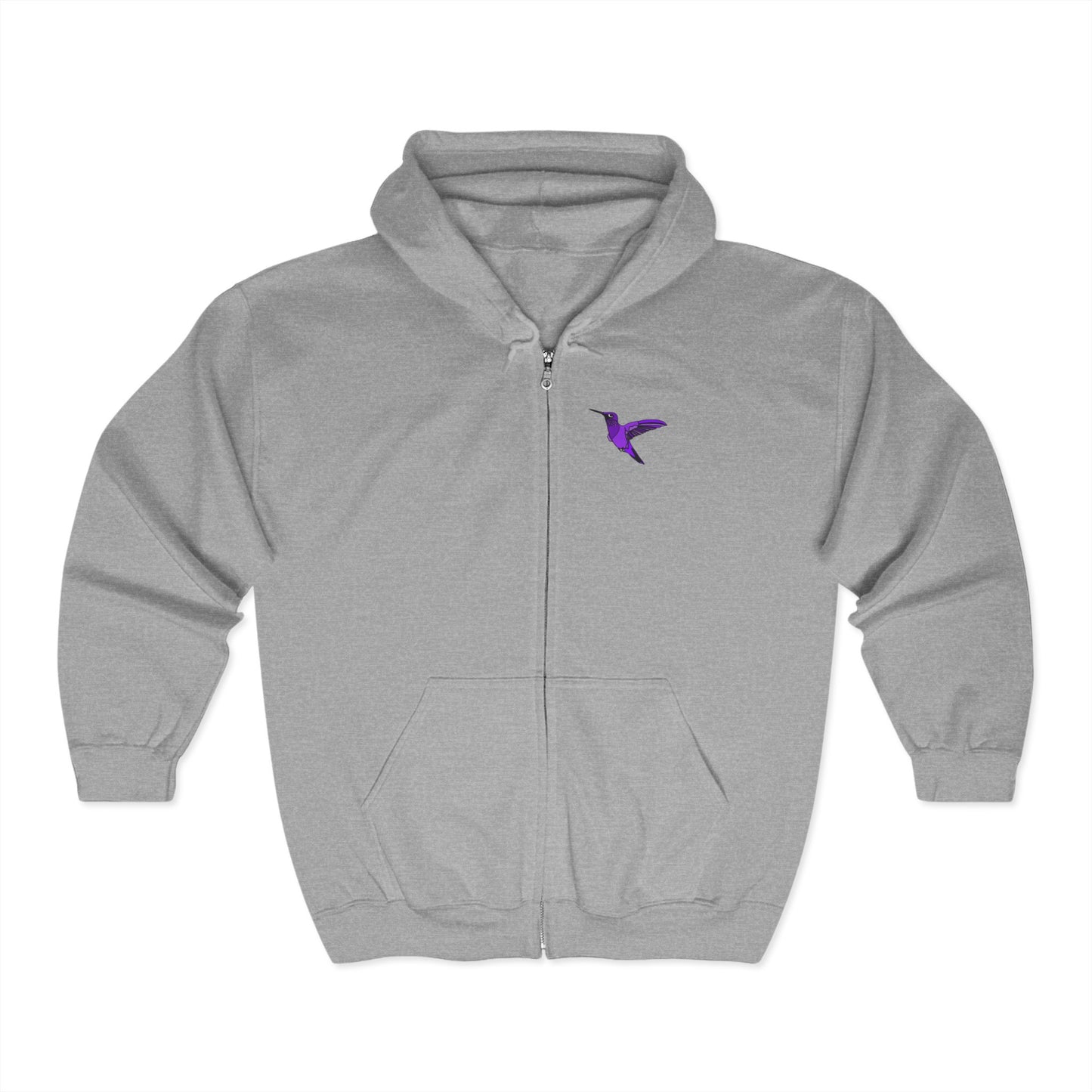 Purple Hummingbird by Kristina - Unisex Zip-Up Hoodie – Cozy Outdoor Style & Nature Vibes