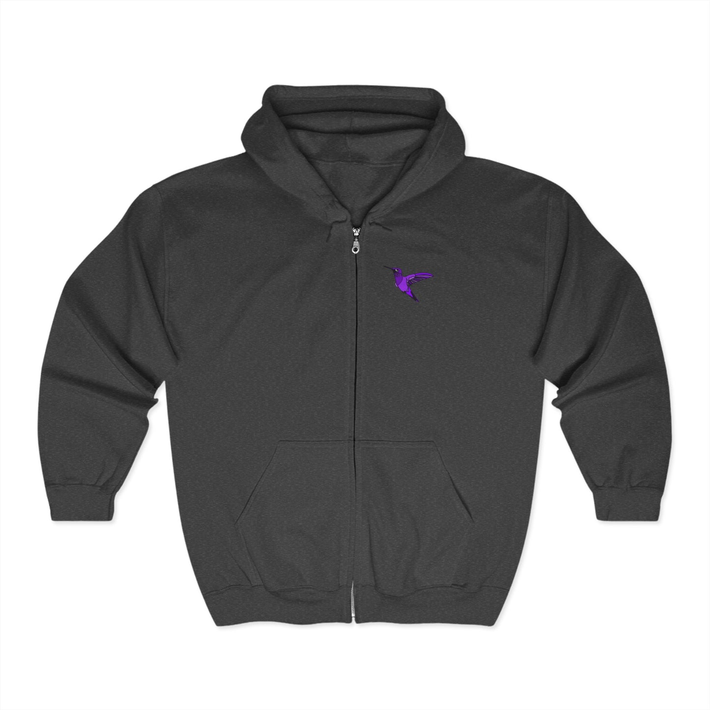 Purple Hummingbird by Kristina - Unisex Zip-Up Hoodie – Cozy Outdoor Style & Nature Vibes