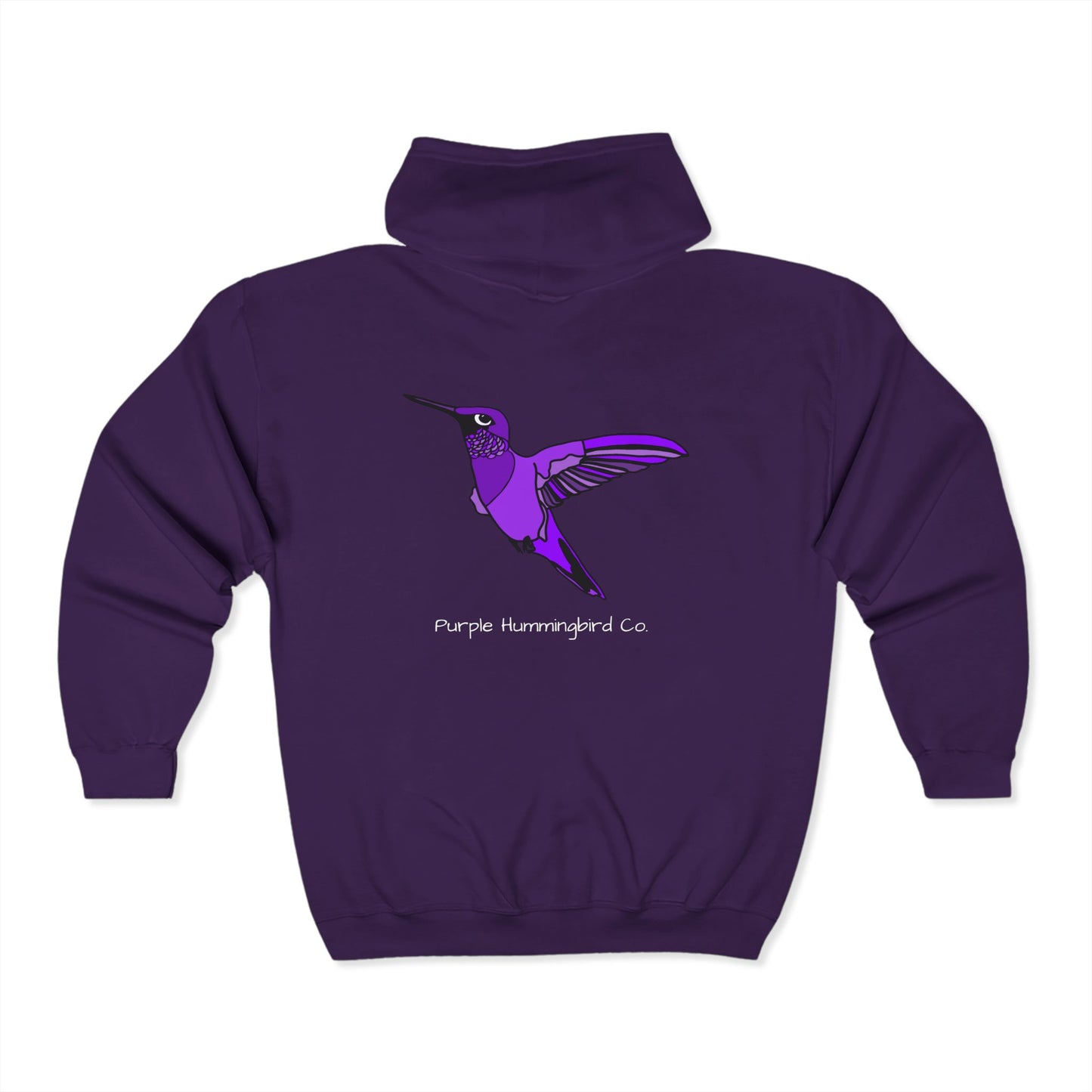 Purple Hummingbird by Kristina - Unisex Zip-Up Hoodie – Cozy Outdoor Style & Nature Vibes