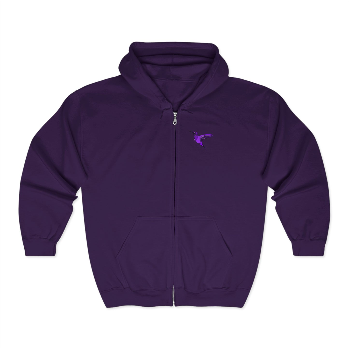 Purple Hummingbird by Kristina - Unisex Zip-Up Hoodie – Cozy Outdoor Style & Nature Vibes