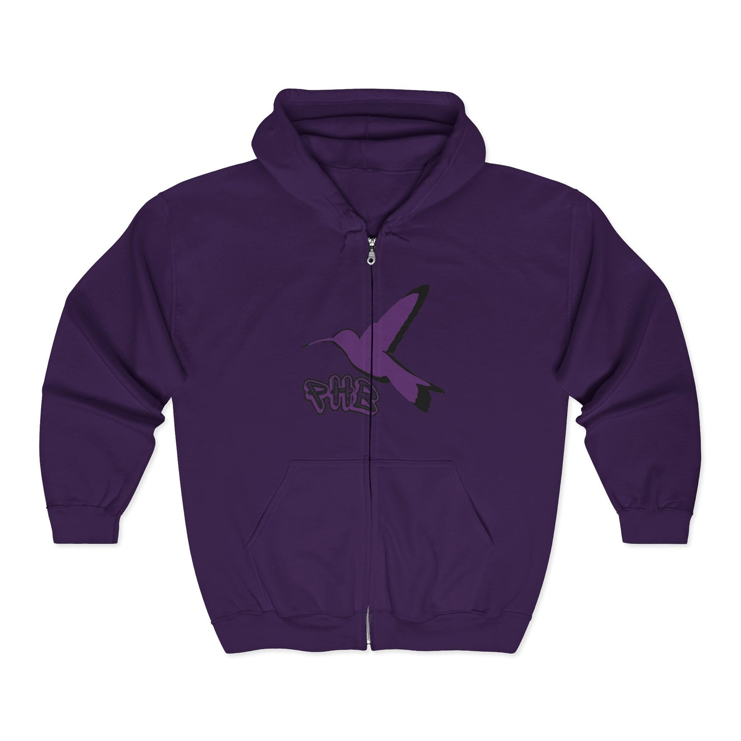 Memorial Zip Hoodie – Purple Hummingbird (CLEAN) Customizable Name