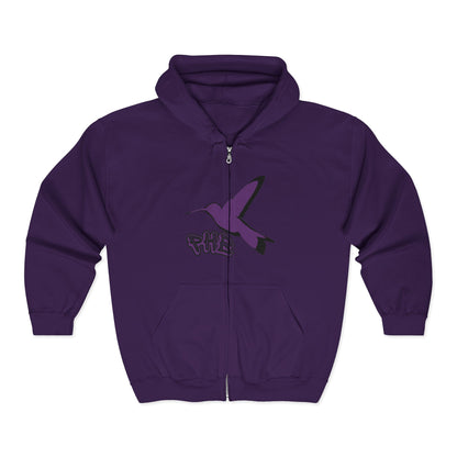 Memorial Zip Hoodie – Purple Hummingbird (CLEAN) Customizable Name