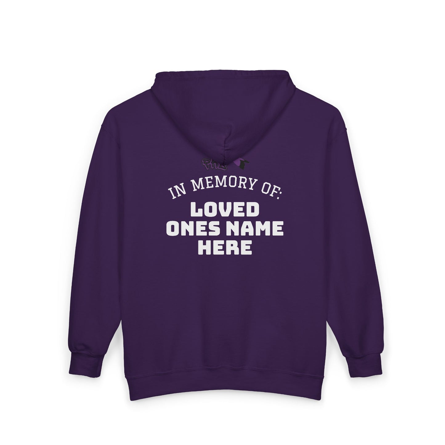 Memorial Zip Hoodie – Purple Hummingbird (CLEAN) Customizable Name