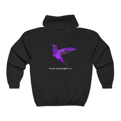 Purple Hummingbird by Kristina - Unisex Zip-Up Hoodie – Cozy Outdoor Style & Nature Vibes