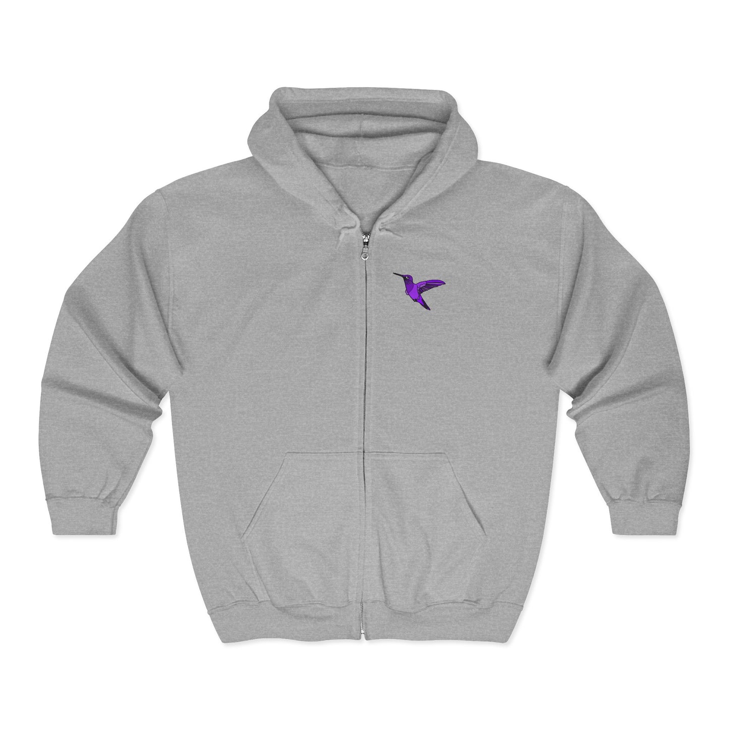 Purple Hummingbird by Kristina - Unisex Zip-Up Hoodie – Cozy Outdoor Style & Nature Vibes