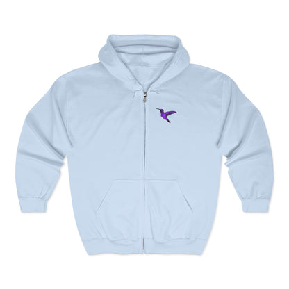 Purple Hummingbird by Kristina - Unisex Zip-Up Hoodie – Cozy Outdoor Style & Nature Vibes