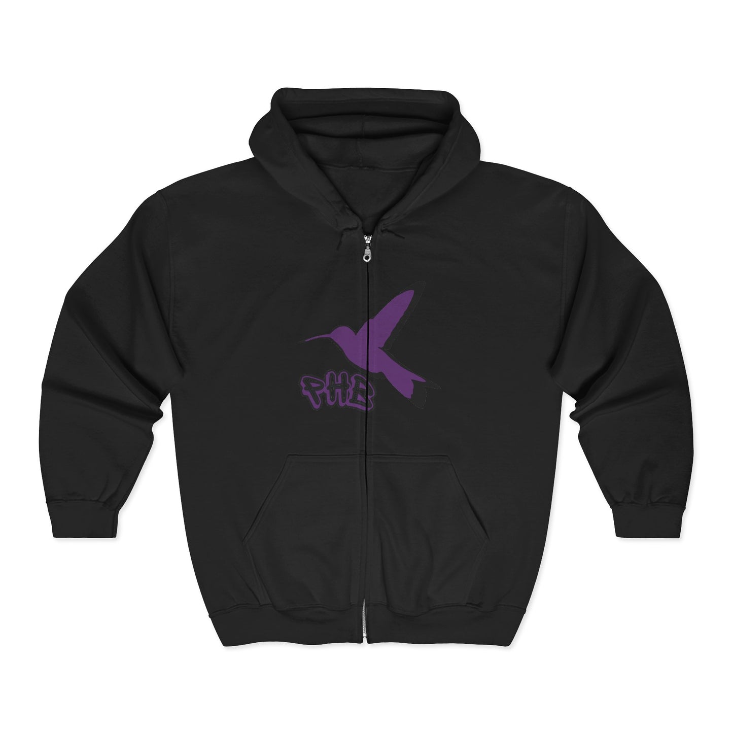 Memorial Zip Hoodie – Purple Hummingbird (CLEAN) Customizable Name