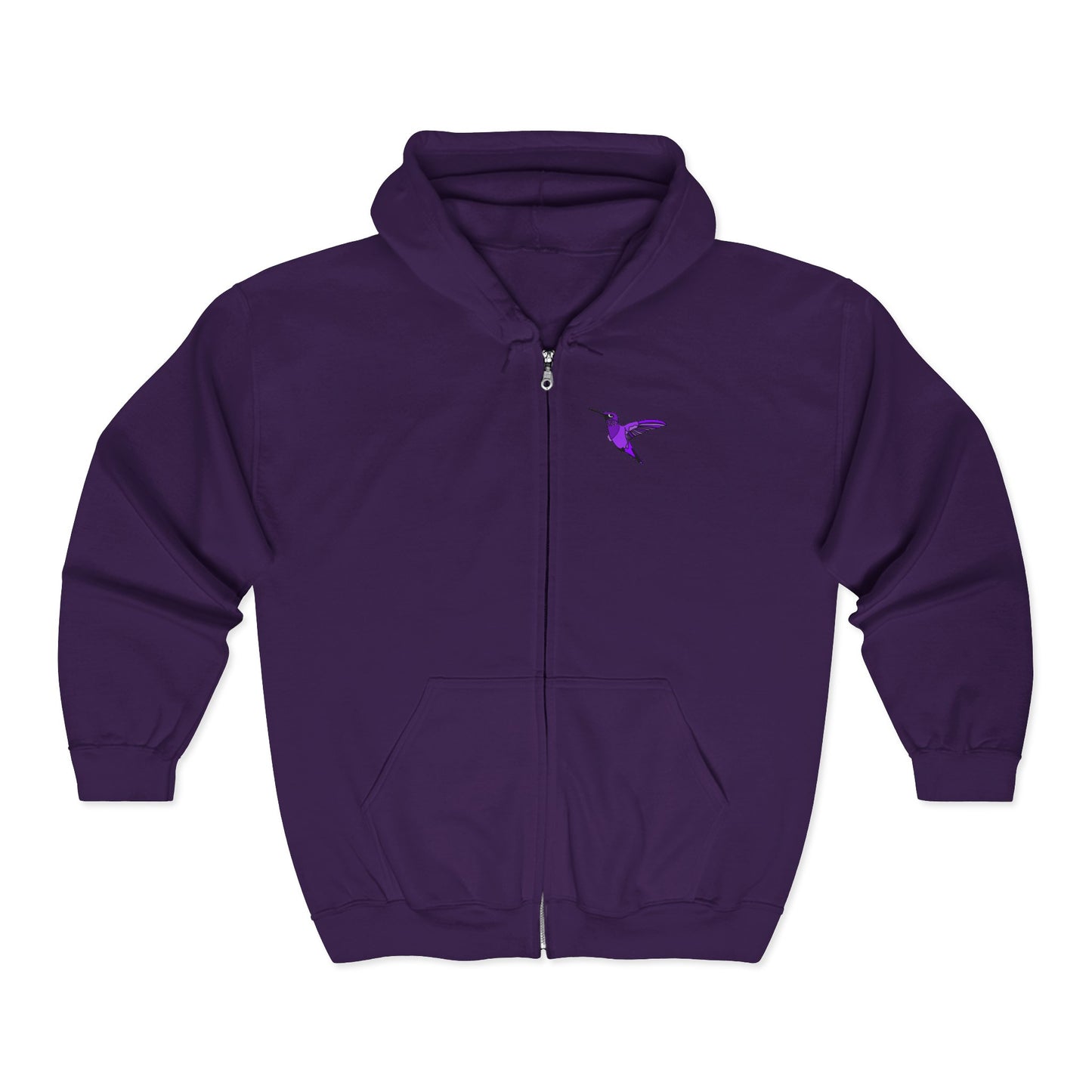Purple Hummingbird by Kristina - Unisex Zip-Up Hoodie – Cozy Outdoor Style & Nature Vibes