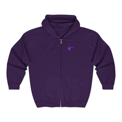 Purple Hummingbird by Kristina - Unisex Zip-Up Hoodie – Cozy Outdoor Style & Nature Vibes