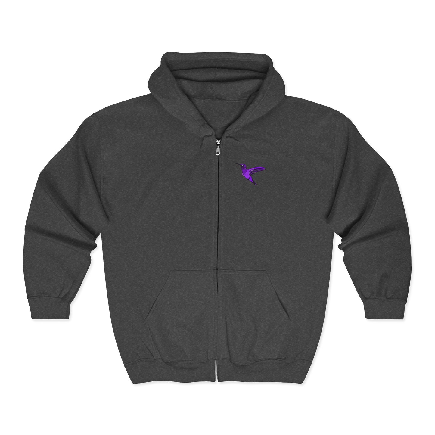 Purple Hummingbird by Kristina - Unisex Zip-Up Hoodie – Cozy Outdoor Style & Nature Vibes