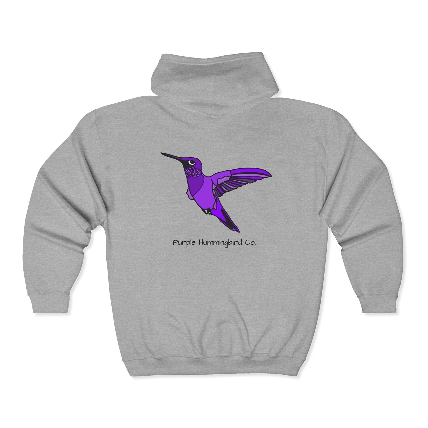 Purple Hummingbird by Kristina - Unisex Zip-Up Hoodie – Cozy Outdoor Style & Nature Vibes