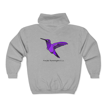 Purple Hummingbird by Kristina - Unisex Zip-Up Hoodie – Cozy Outdoor Style & Nature Vibes