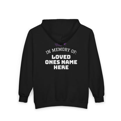 Memorial Zip Hoodie – Purple Hummingbird (CLEAN) Customizable Name