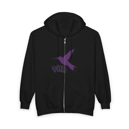 Memorial Zip Hoodie – Purple Hummingbird (CLEAN) Customizable Name