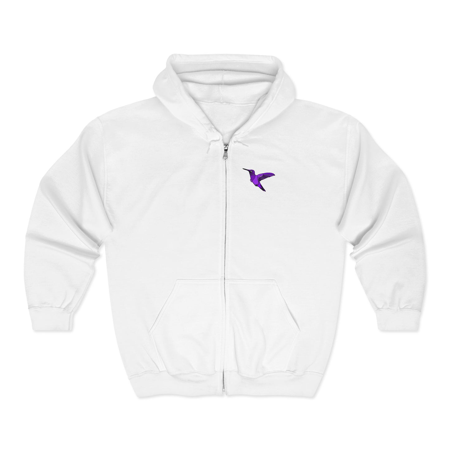 Purple Hummingbird by Kristina - Unisex Zip-Up Hoodie – Cozy Outdoor Style & Nature Vibes