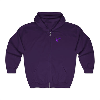 Purple Hummingbird by Kristina - Unisex Zip-Up Hoodie – Cozy Outdoor Style & Nature Vibes